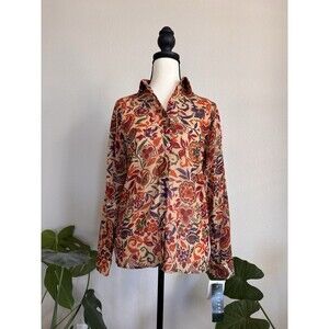 NWT Lauren Ralph Lauren 100% Cotton Petite Sz 6P-8P Floral Paisley Shirt